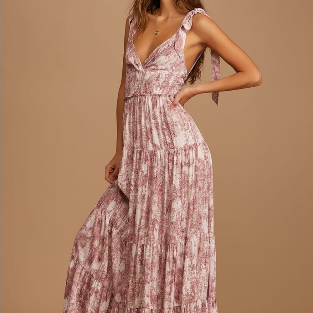 Beautiful Pink Tie Strap Maxi dress from Lulus